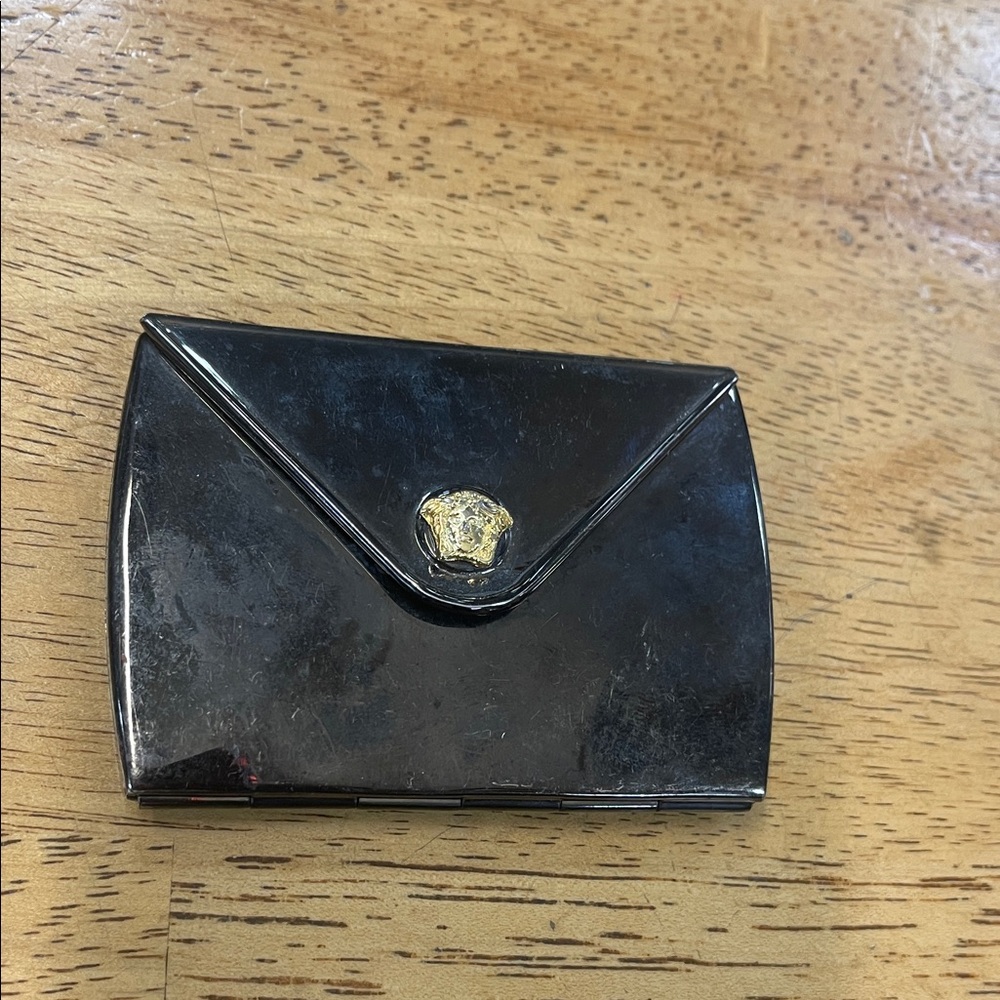 Versace Black Compact with Gold Medallion